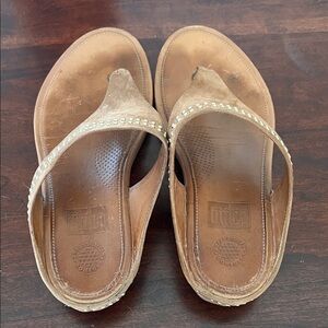 Fitflop Brown Suede Beaded Thong Sandals